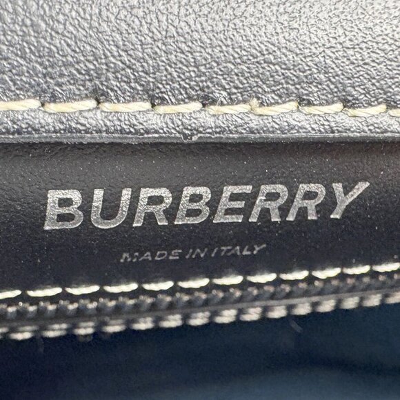 Auth BURBERRY Handbag Shoulder Bag Blue/Black Canvas/Leather/Silvertone - z4342 - Picture 12 of 12